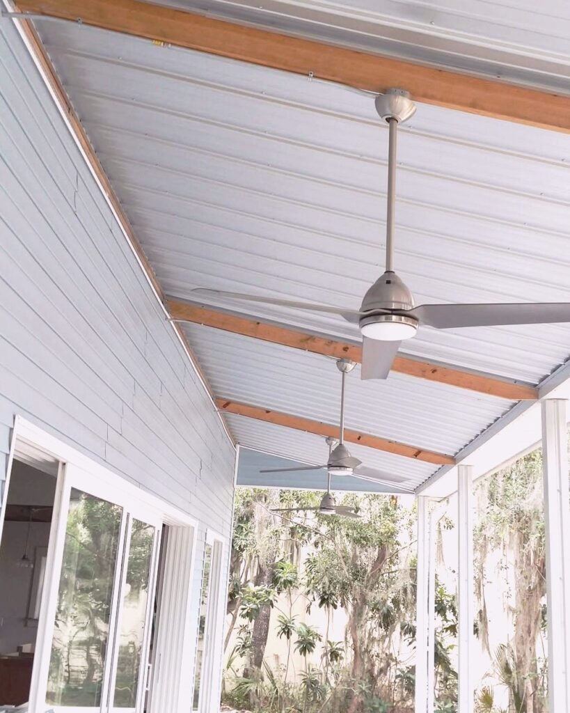 Ceiling fans on a covered porch in Plattsburgh, NY
