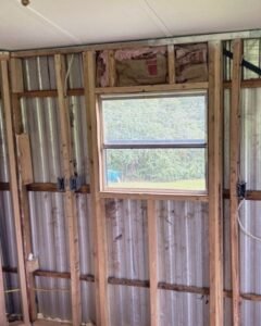 Electrical wiring run through framing before drywall in Plattsburgh, NY