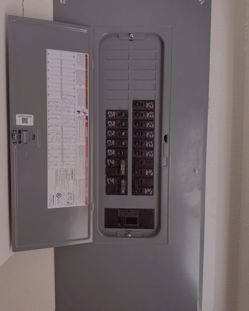 Electrical panel with a labeled circuit directory in Plattsburgh, NY